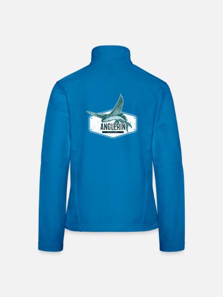 Anglerin USA Design Fliegender Fisch - Frauen Softshelljacke - Dunkelgrau - Hinten