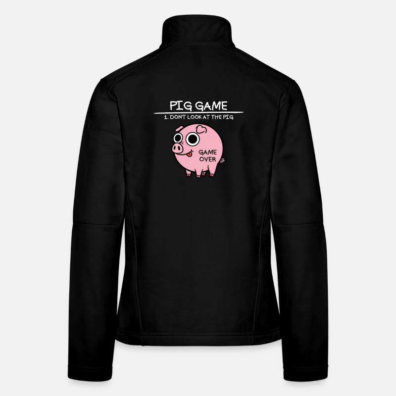 Jeu de cochon Ne regarde pas le cochon drôle Veste en tissu softshell Femme