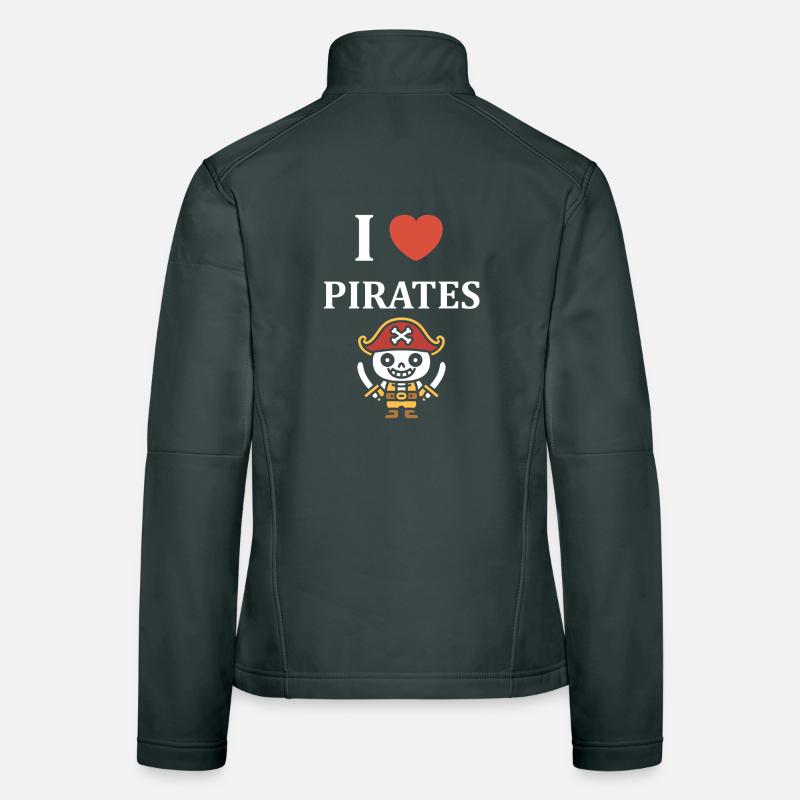 J aime Pirates Squelette Pirate Veste en tissu softshell Femme