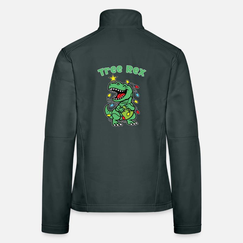 Stylish print with "Tree Rex" Dino Christmas tree Women's Softshell Jacket
