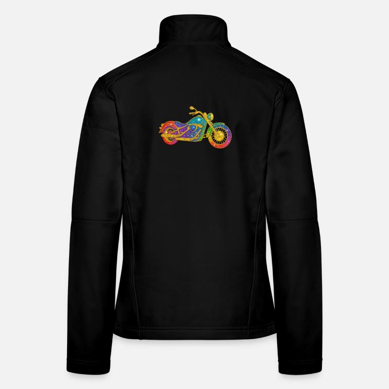 Glittering rainbow motorcycle Women's Softshell Jacket