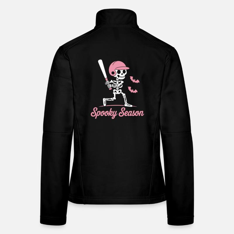 Spooky Skeleton Baseball en rose Veste en tissu softshell Femme