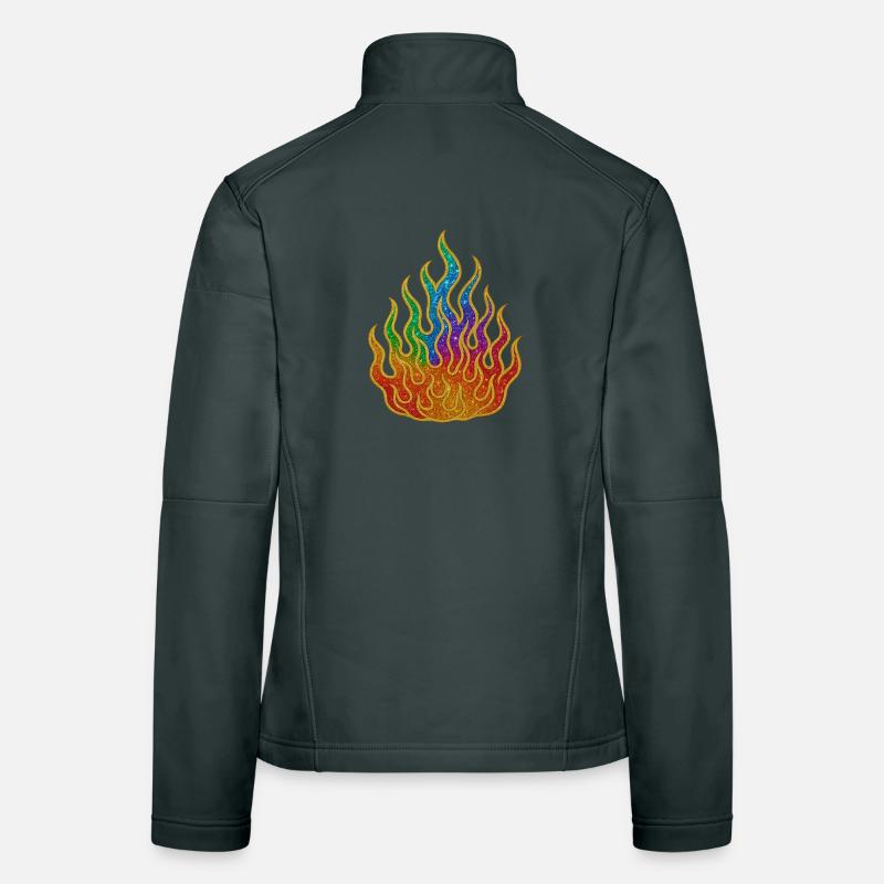 Regenbogenfeuer Glitzerflamme Frauen Softshelljacke