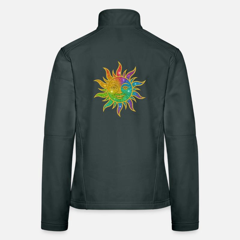 Regenbogen Sonne Glitzerstern Frauen Softshelljacke