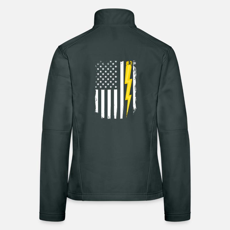 US Flag Flash Patriotic Electrical Engineer Women's Softshell Jacket