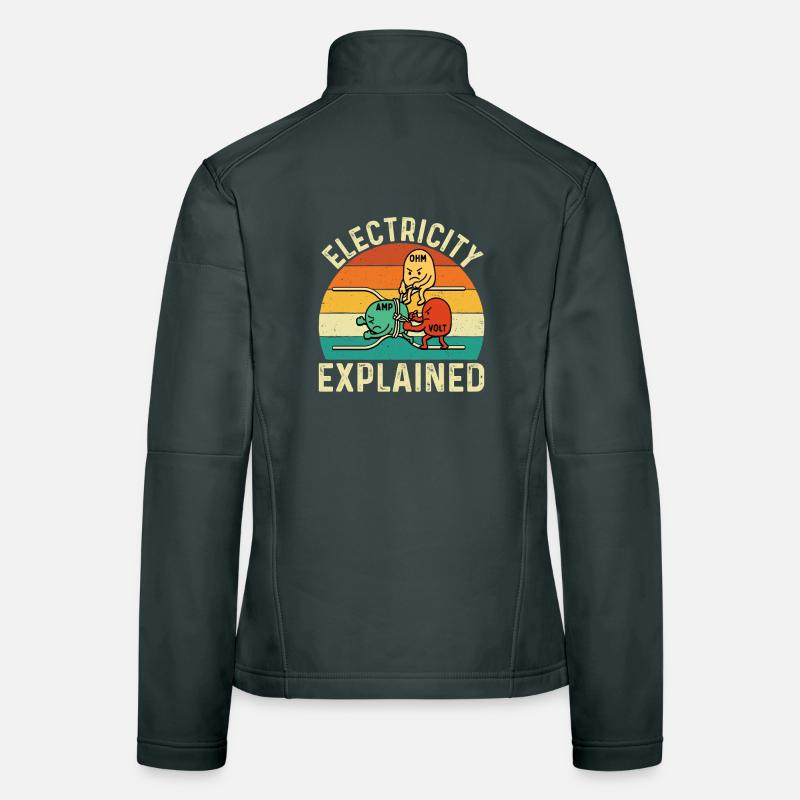 L’électricité expliquée Citation drôle d’ingénieur STEM Veste en tissu softshell Femme