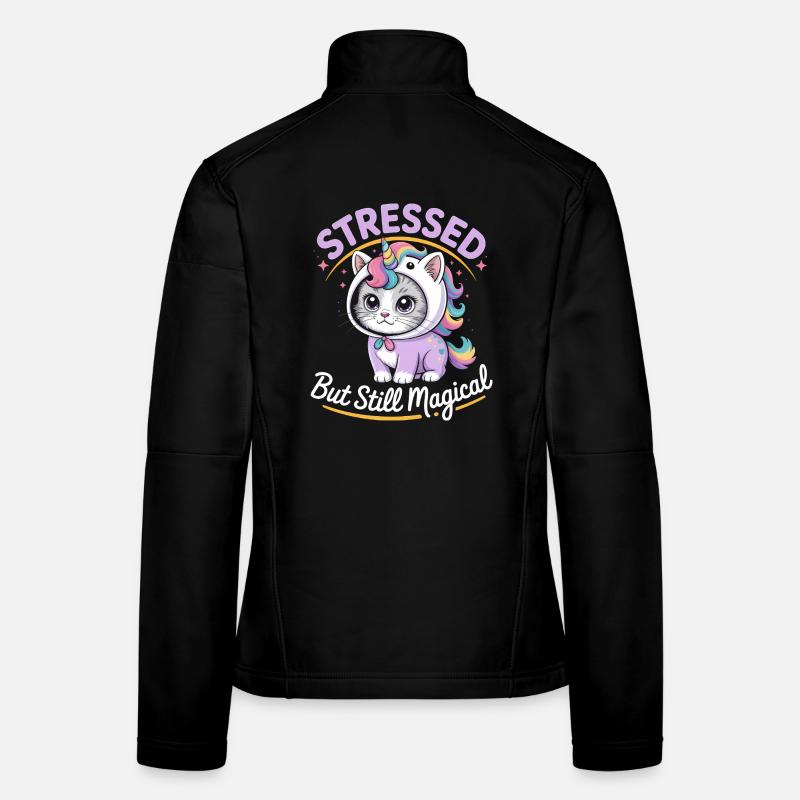 Gestresst und doch magisch - Lustige Katze Einhorn Frauen Softshelljacke