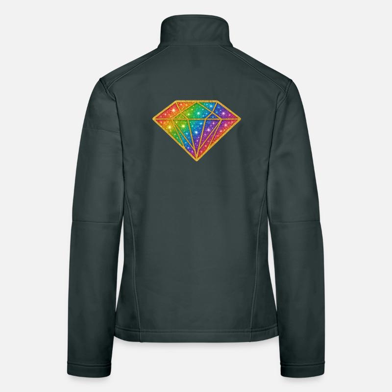 Rainbow Diamond Glitter Women's Softshell Jacket