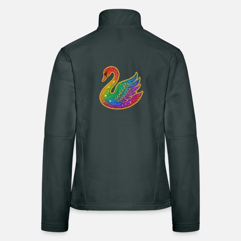 Regenbogen Glitzer Schwan Frauen Softshelljacke
