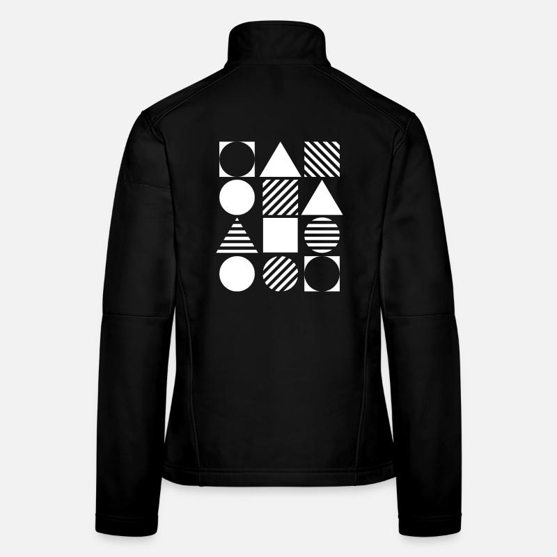 Grille géométrique en noir et blanc Veste en tissu softshell Femme