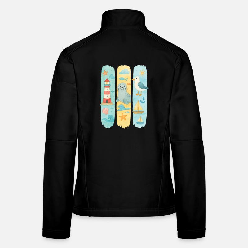 Maritim Leuchtturm Robbe Möwe Küste Frauen Softshelljacke