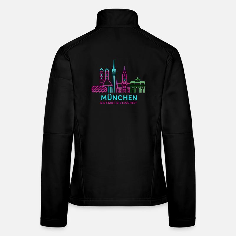 München Neon Skyline Frauen Softshelljacke