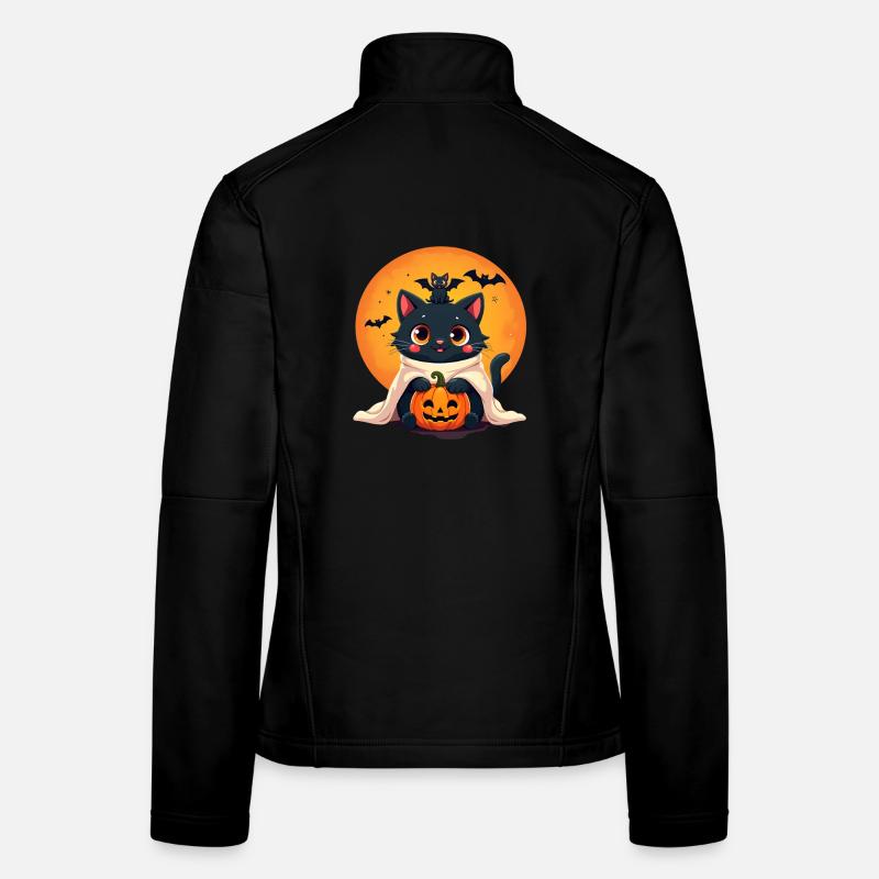 Chat d’Halloween avec citrouille d’Halloween Veste en tissu softshell Femme