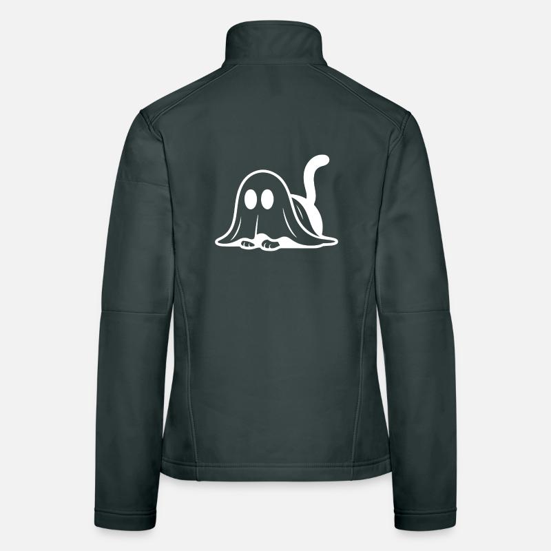 Cat dressed as a ghost – cute Halloween motif Women's Softshell Jacket