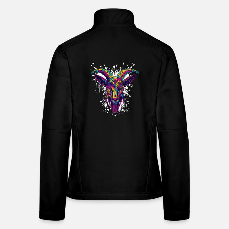 Bunter Ziegenkopf Graffiti - Frauen Softshelljacke - Schwarz