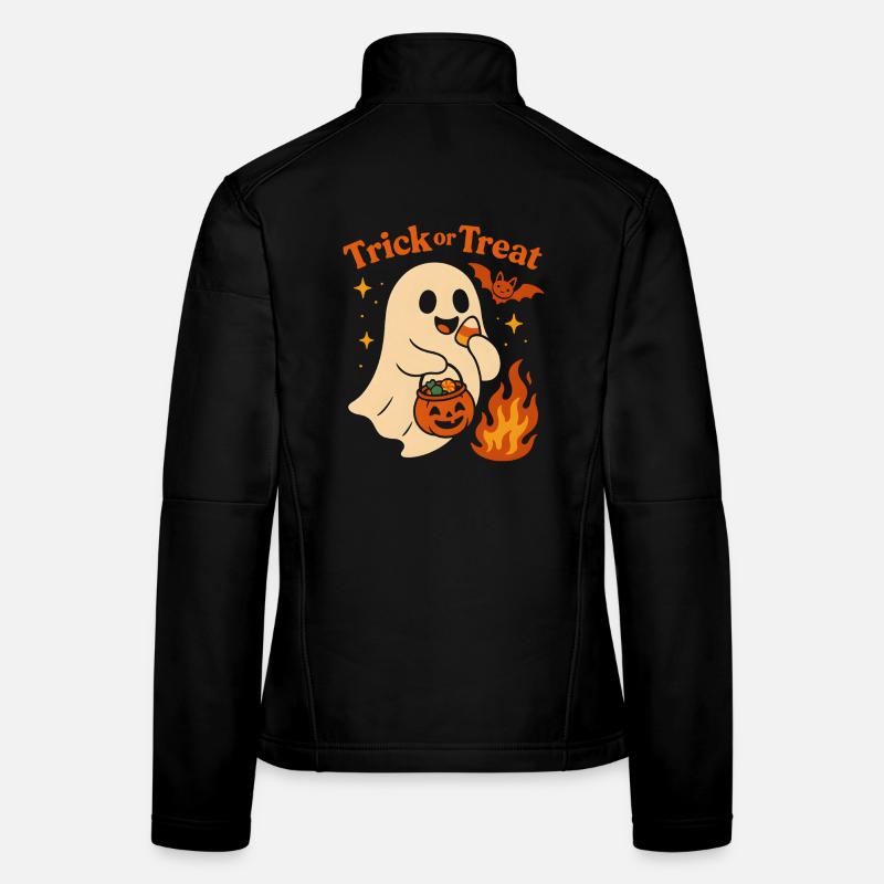 Halloween Geist mit Kürbisschale Frauen Softshelljacke