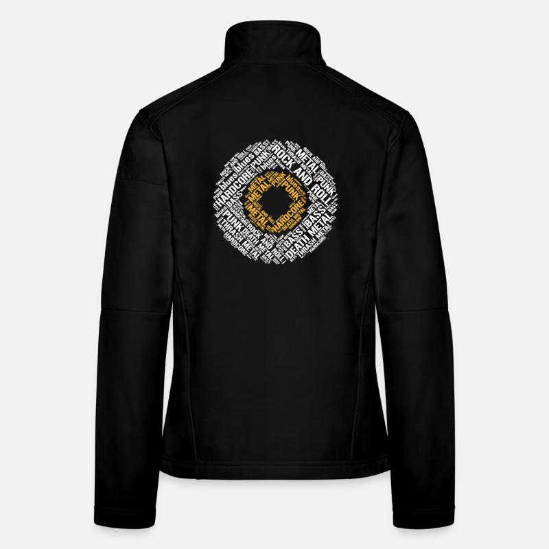 Disque vinyle typographique avec des styles de musique hardcore Veste en tissu softshell Femme