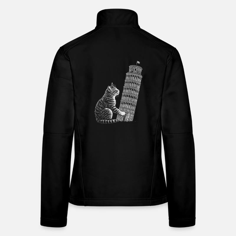 Chat à la Tour de Pise Veste en tissu softshell Femme