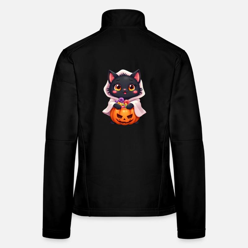 Chat d’Halloween avec citrouille d’Halloween Veste en tissu softshell Femme