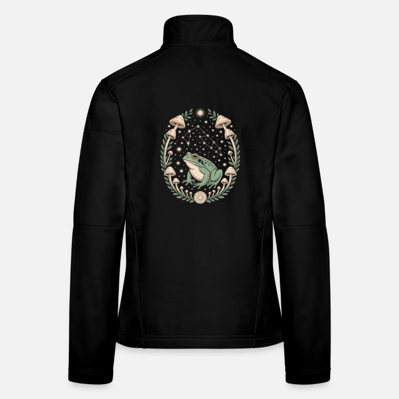 Frog Astrology and Mushroom Pattern Magic Women's Softshell Jacket
