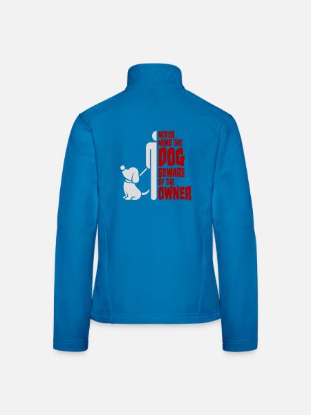 Peu importe chien Méfiez-vous du propriétaire Avertissement chiens Humour - Veste en tissu softshell Femme - noir - Dos