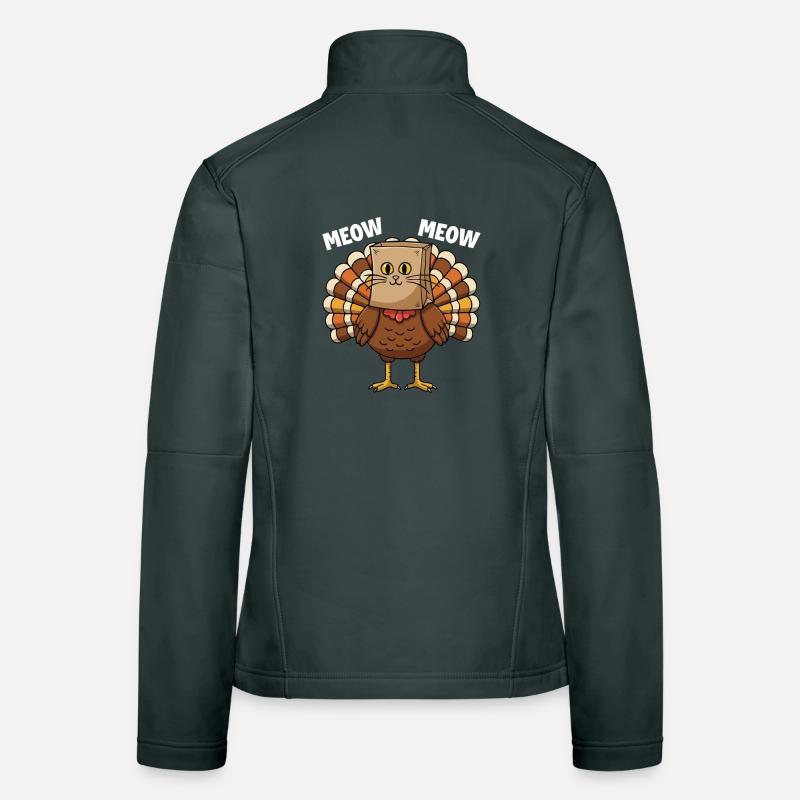 Turkey Cat Thanksgiving Fall Harvest Women's Softshell Jacket