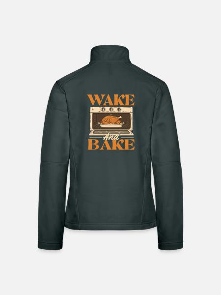 Wake And Bake Funny Thanksgiving Autumn Style - Women's Softshell Jacket - black - Back
