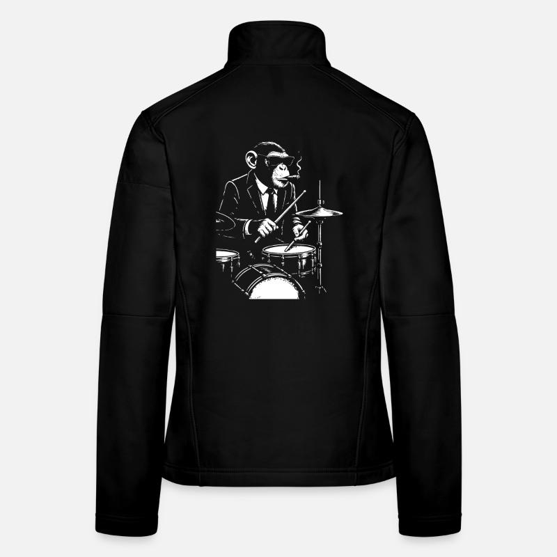 Jazz Monkey spielt das Schlagzeug Frauen Softshelljacke