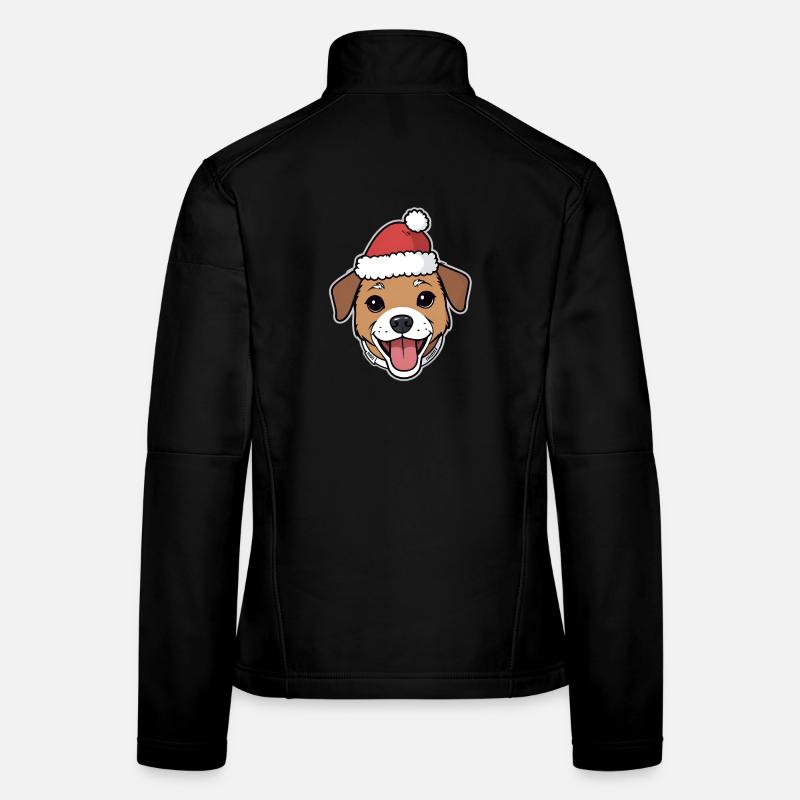 Weihnachts Hund Cartoon mit Mütze Frauen Softshelljacke