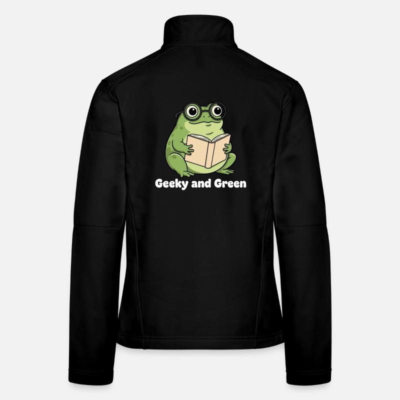 Lecture de grenouille verte geek Veste en tissu softshell Femme
