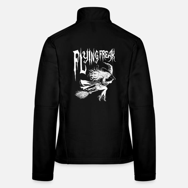 Flying Freak Witch Blanc Design Veste en tissu softshell Femme