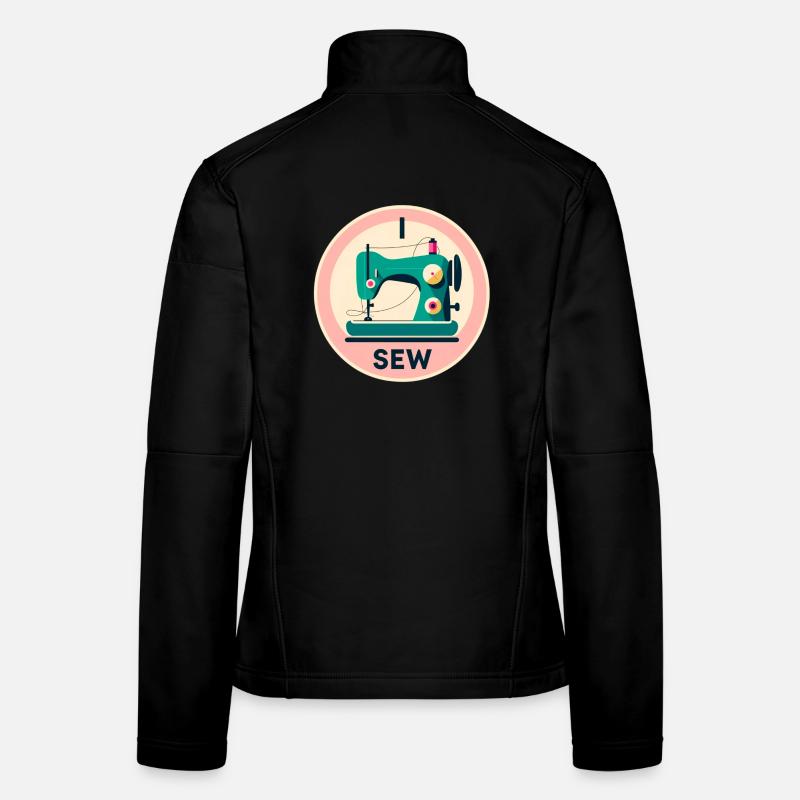 Silhouette de machine à coudre vintage Veste en tissu softshell Femme