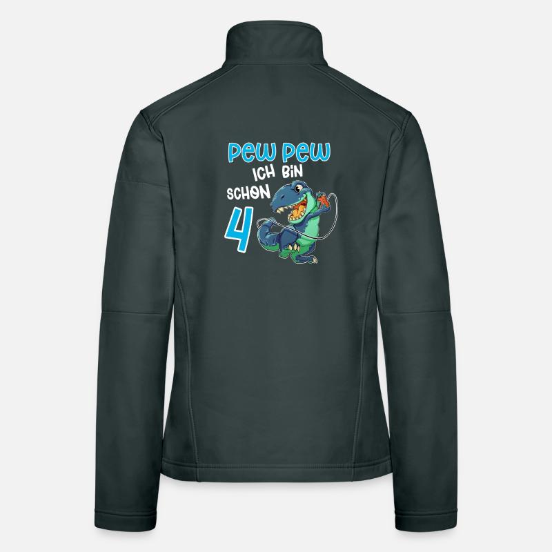 4th Birthday T Rex Gaming Women's Softshell Jacket