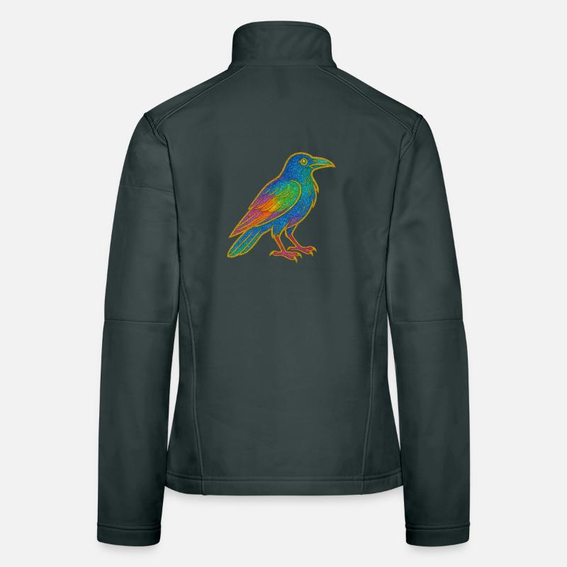 Rainbow Raven Patch Design Women's Softshell Jacket