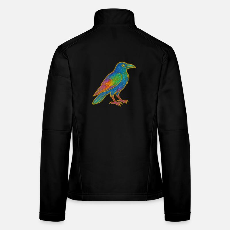 Rainbow Raven Patch Design Women's Softshell Jacket