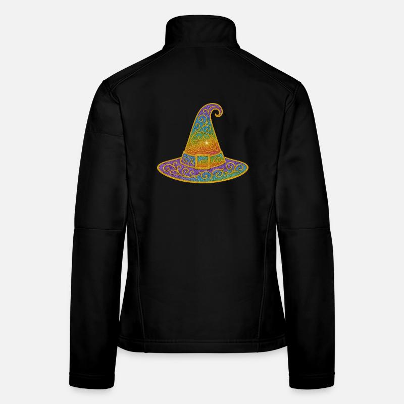 Bunt funkelnder Hexenhut Frauen Softshelljacke
