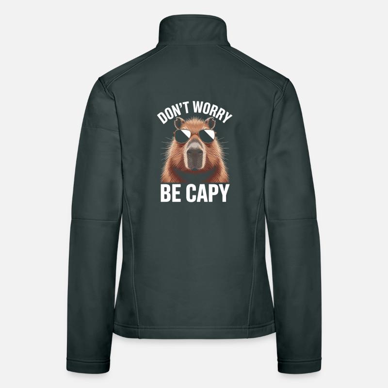 Capybara Dont Worry Be Capy Capybara Rodent Women's Softshell Jacket