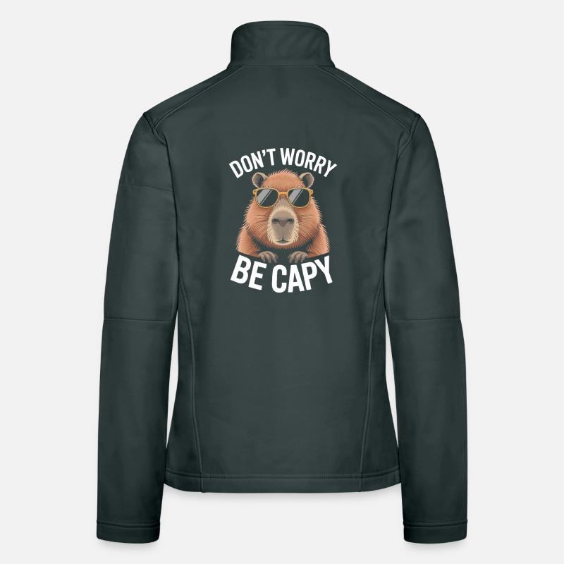 Capybara Dont Worry Be Capy Capybara Rodent Women's Softshell Jacket