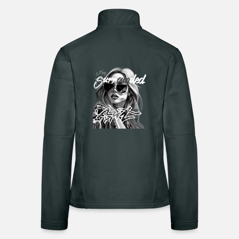 Moi entouré de graffitis en noir et blanc Veste en tissu softshell Femme