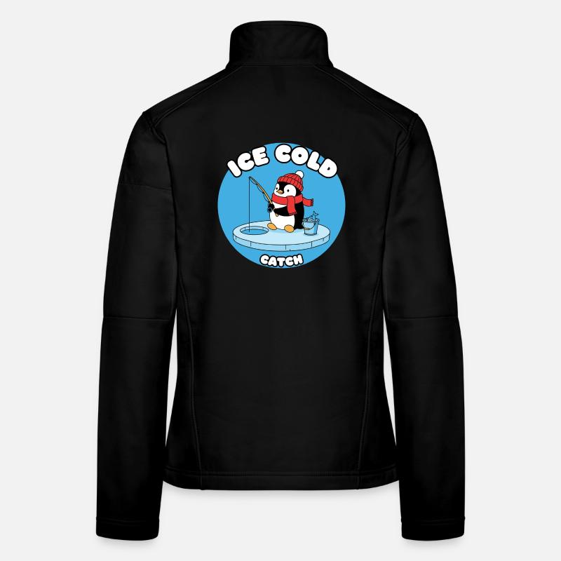 Eisfrost Pinguin fängt Eisfisch Frauen Softshelljacke