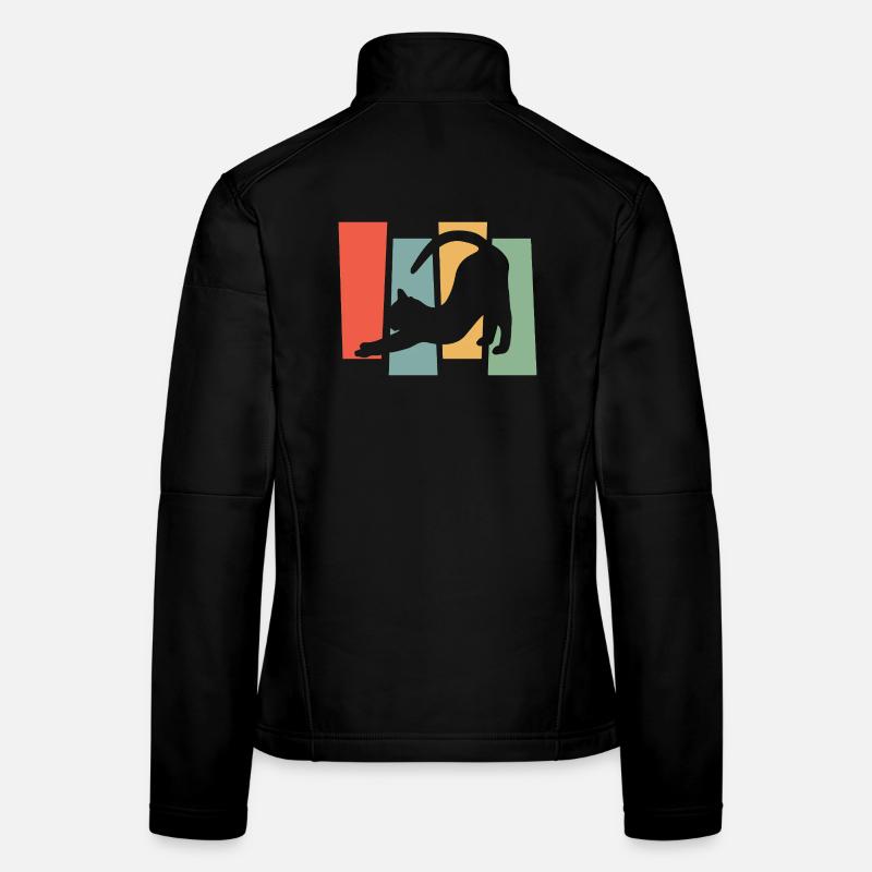 Silhouette de chat devant des blocs de couleur Veste en tissu softshell Femme