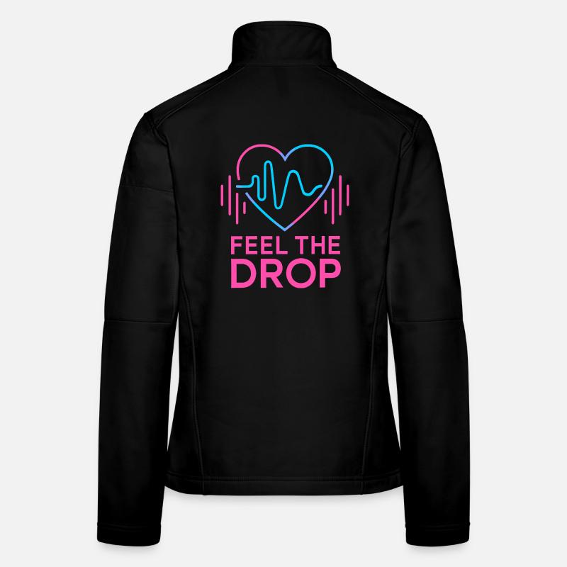 FEEL THE DROP Heart Neon EDM Party Electro - Women's Softshell Jacket - black