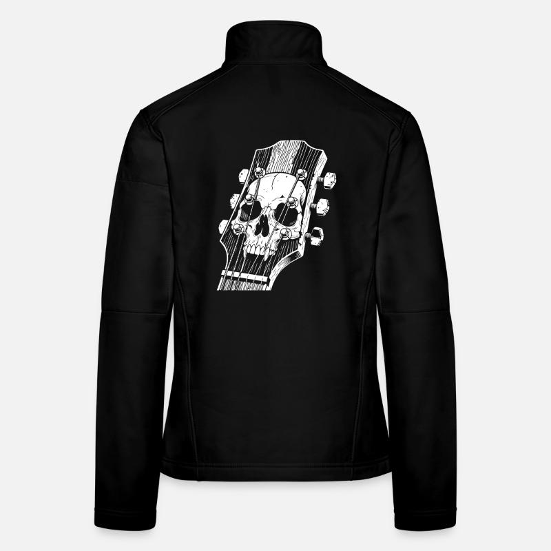 Totenkopf auf Gitarrenkopfplatte - Frauen Softshelljacke - Schwarz