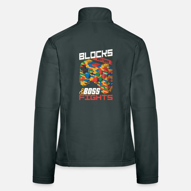 Building Blocks Gamer Gaming Brick Builder Women's Softshell Jacket