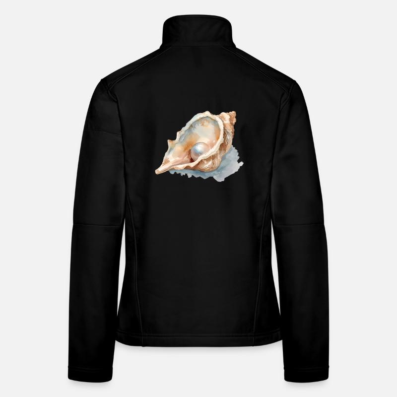 Aquarelle Coquillage avec Perle Veste en tissu softshell Femme