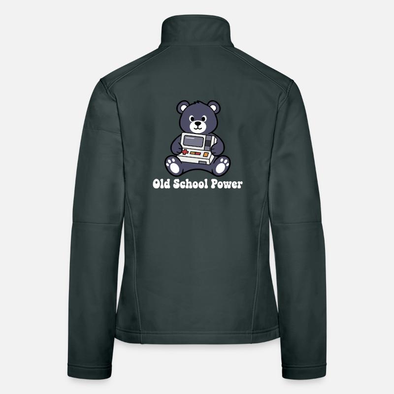 Old School Power Bear Retro Console Women's Softshell Jacket
