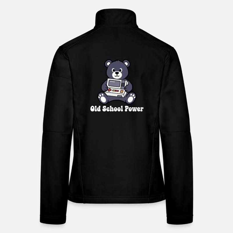 Old School Power Bear Retro Console Women's Softshell Jacket
