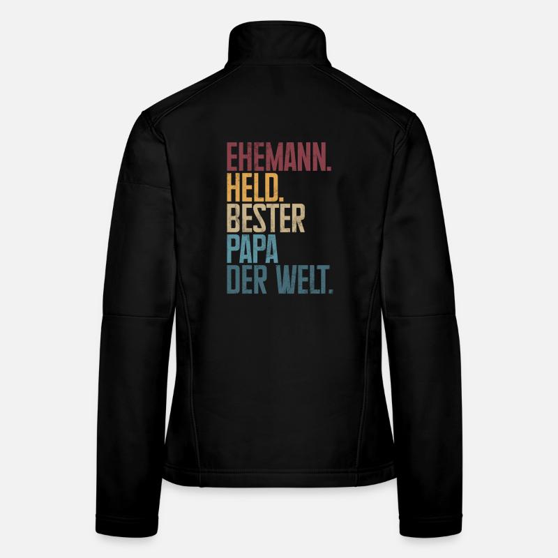Ehemann Held Bester Papa Der Welt Retro - Frauen Softshelljacke - Schwarz