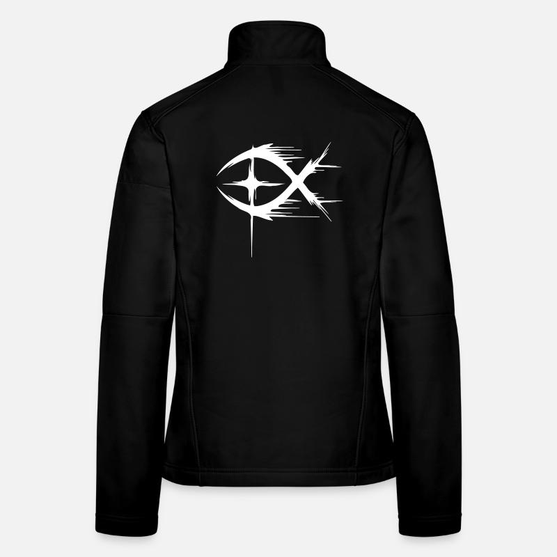 Jésus Poisson+Croix Moderne Veste en tissu softshell Femme