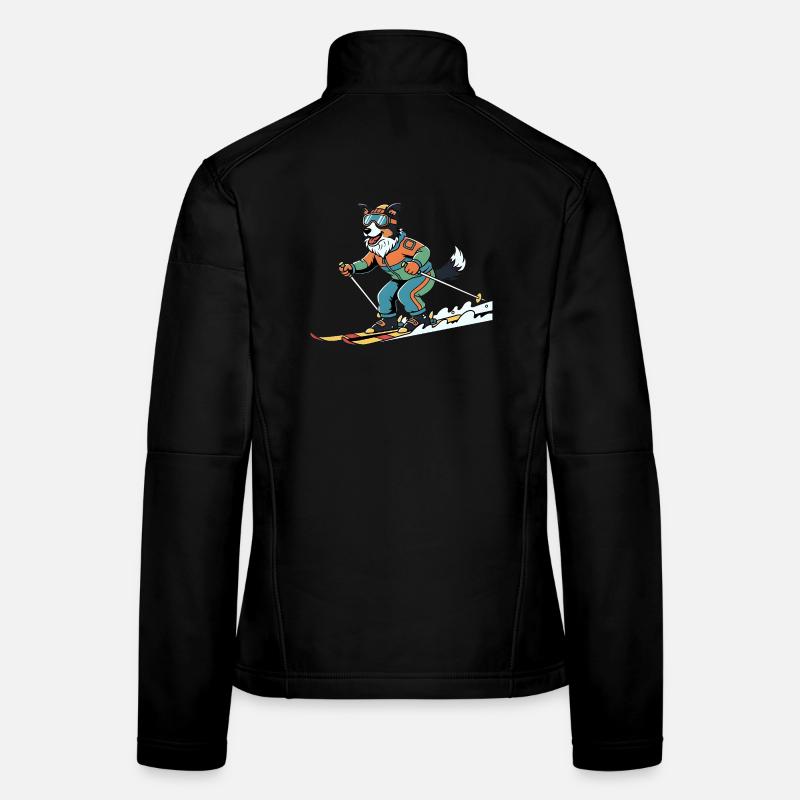 Skiender Hund Wintersport Lustiger Pistenheld Frauen Softshelljacke
